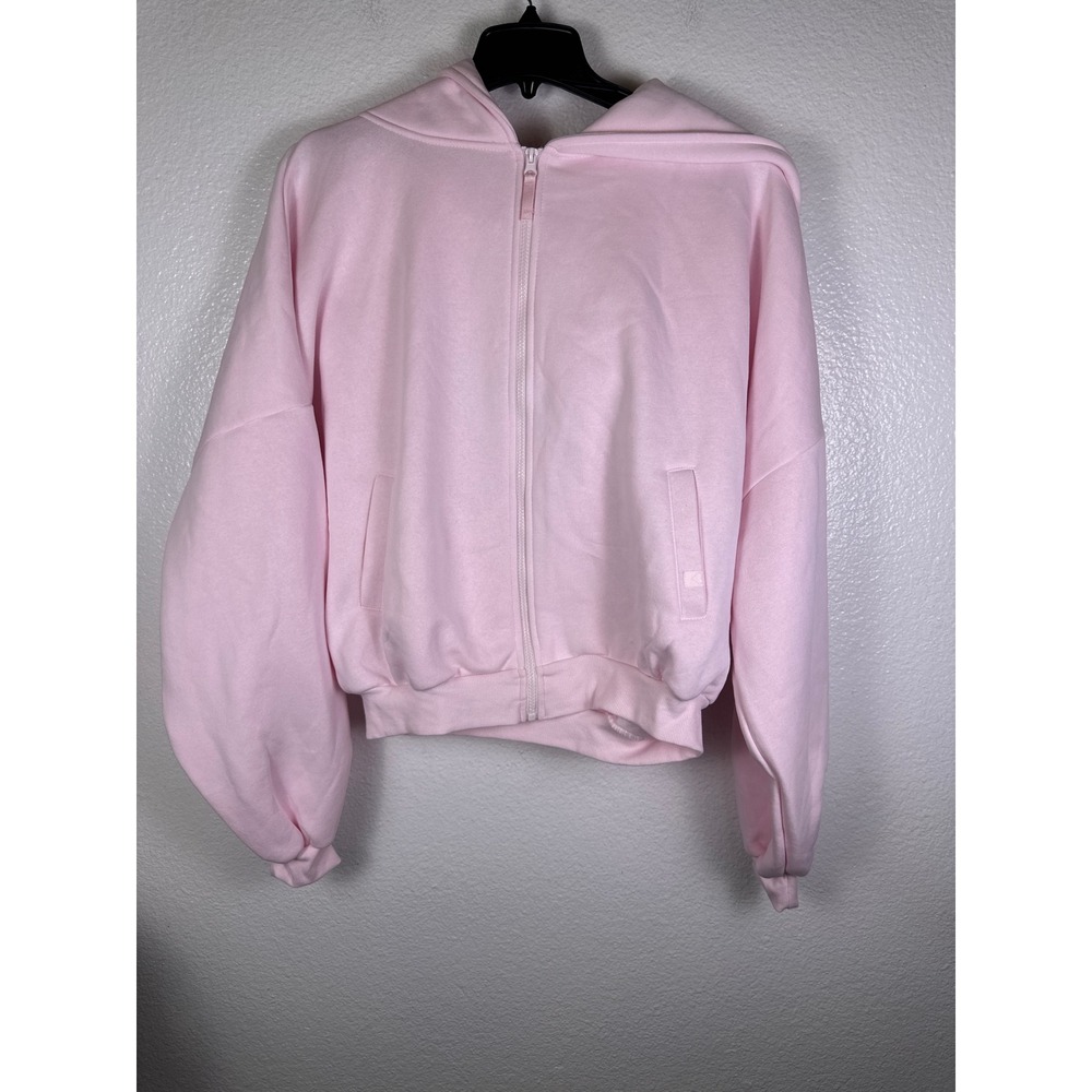 Blogilates Marshmallow Hoodie Light Pink Full Zip Cropped Sweatshirt Women Large